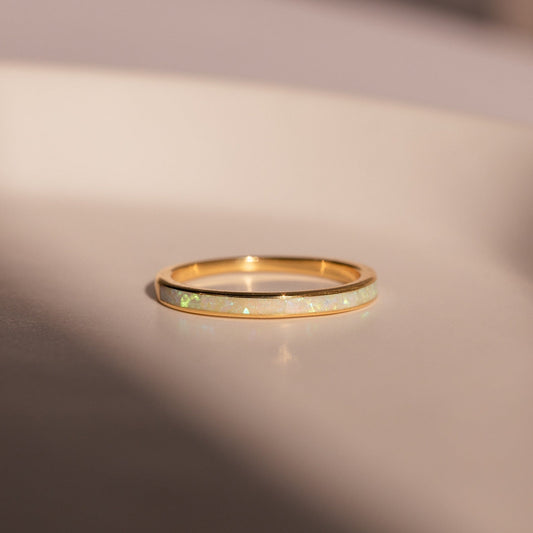 Chic White Opal Inlay Band Jewelry Piece