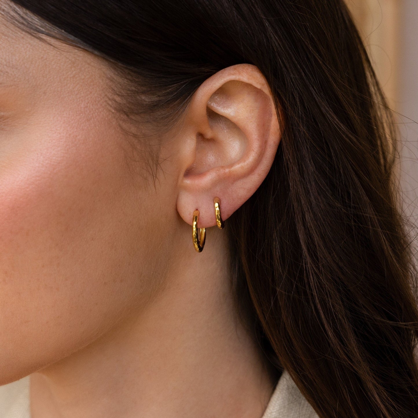 Stylish Mini Hammered Hoops Set for Everyday Wear