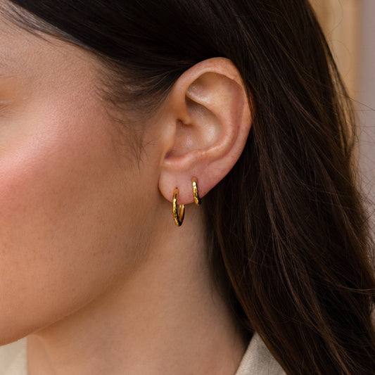 Stylish Mini Hammered Hoops Set for Everyday Wear