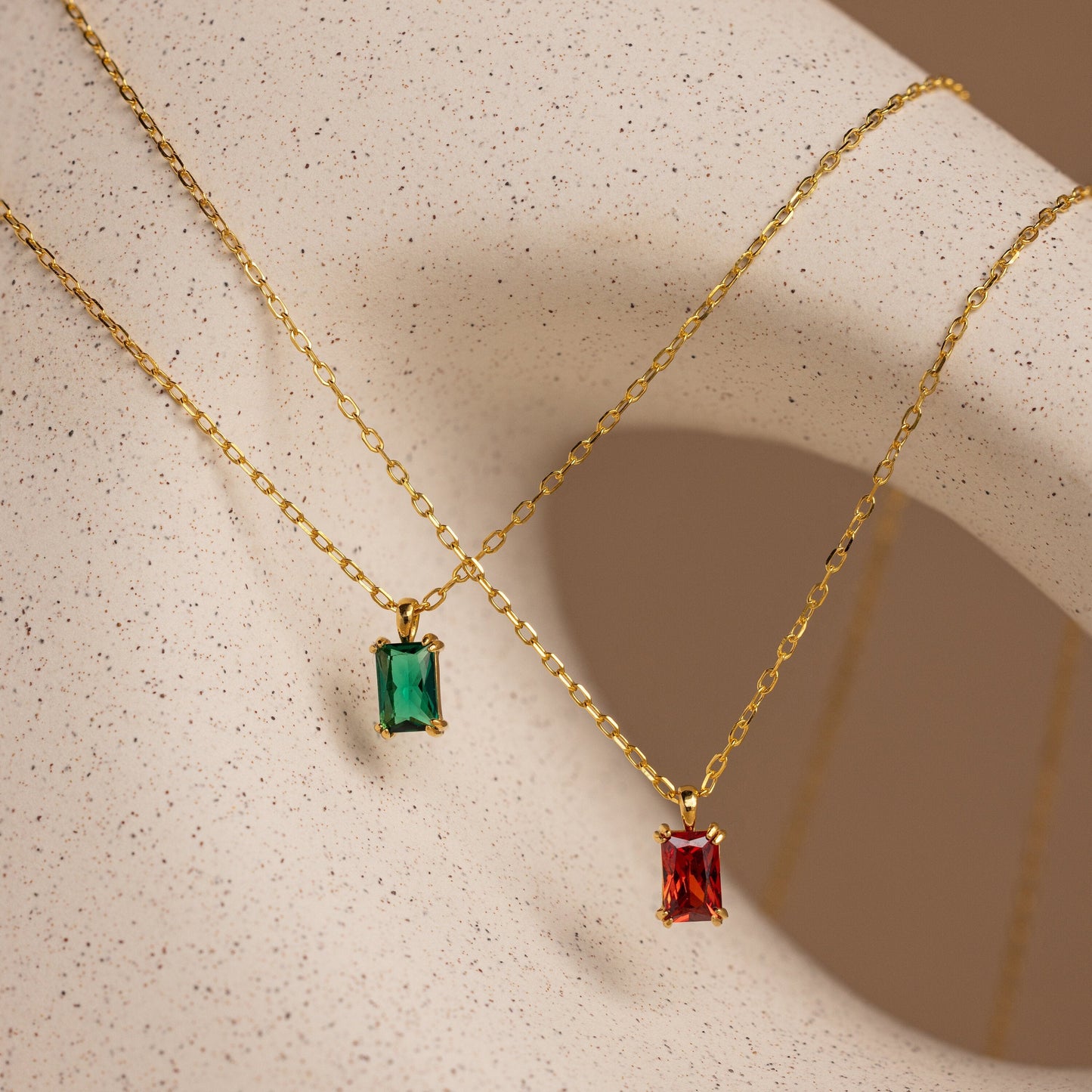 Delicate Emerald Cut Birthstone Necklace for Women