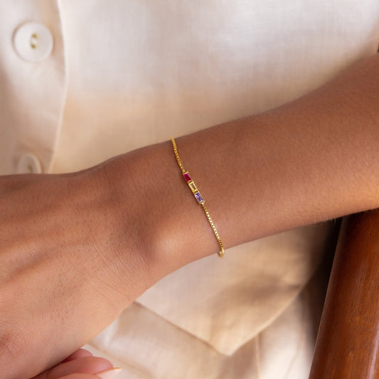Elegant Multiple Baguette Birthstone Bracelet Gift for Her